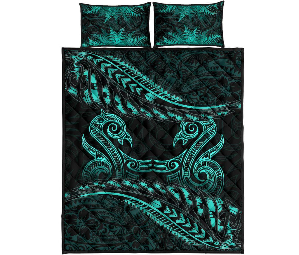 aotearoa-quilt-bed-set-turquoise-maori-manaia-with-silver-fern-1
