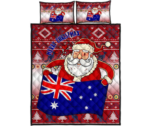 christmas-personalised-quilt-bed-set-australia-santa-claus-hold-the-flag-red