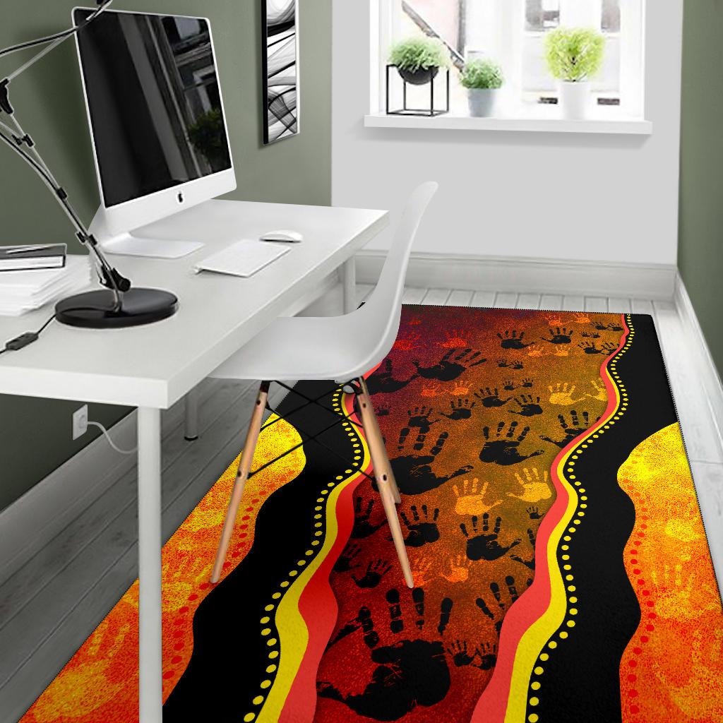 area-rug-aboriginal-rock-painting-hand-art-golden-style