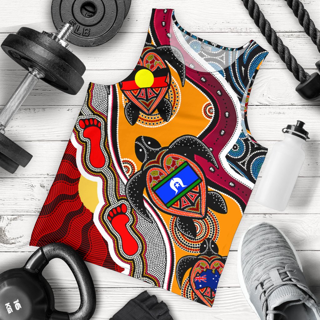 mens-tank-top-australia-aboriginal-dots-with-turtle-and-naidoc-flags
