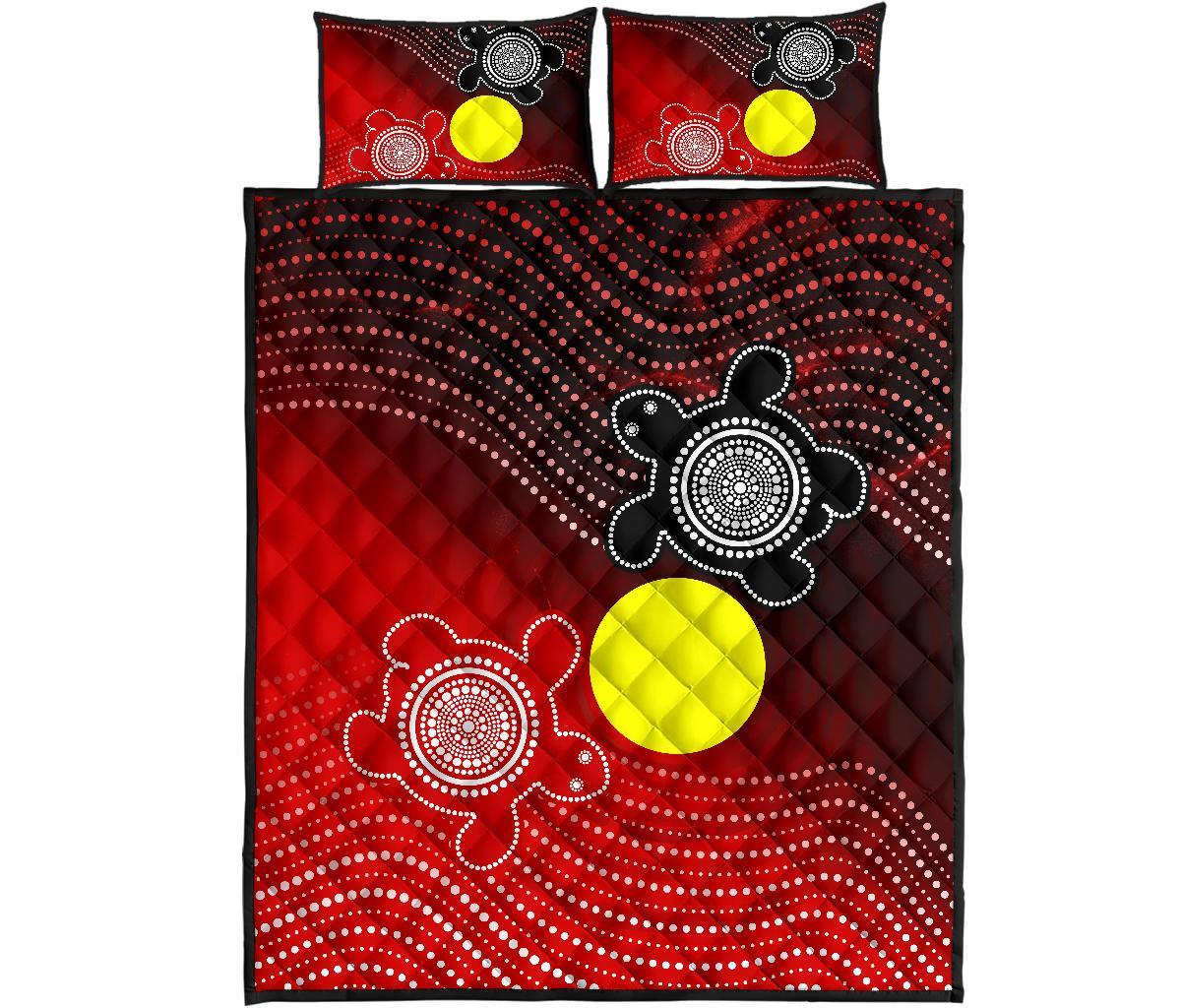 aboriginal-quilt-bed-set-indigenous-circle-dot-painting-style