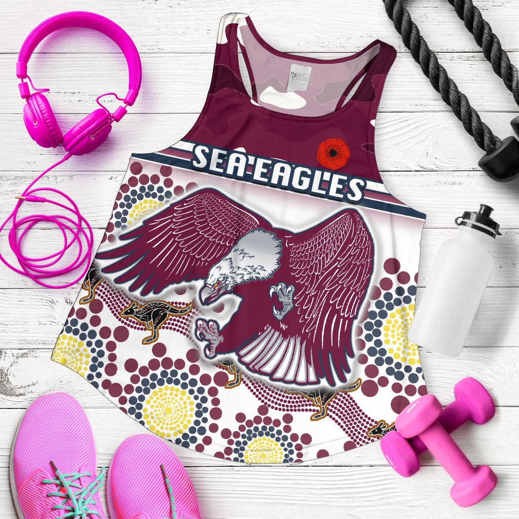 Sea Eagles Anzac Day Women Racerback Tank Simple Indigenous Camouflage - Vibe Hoodie