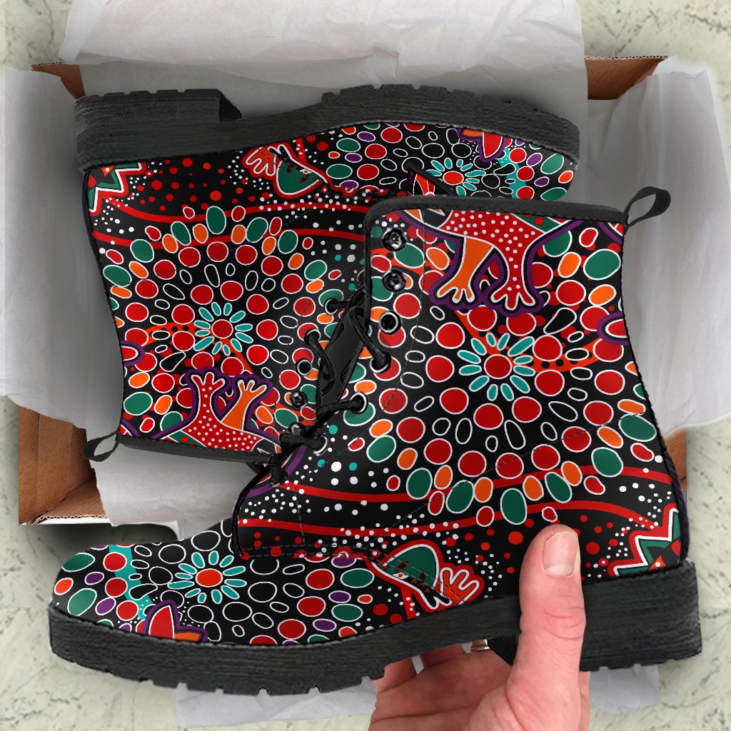 leather-boots-aboriginal-animal-dot-acrylic-paint