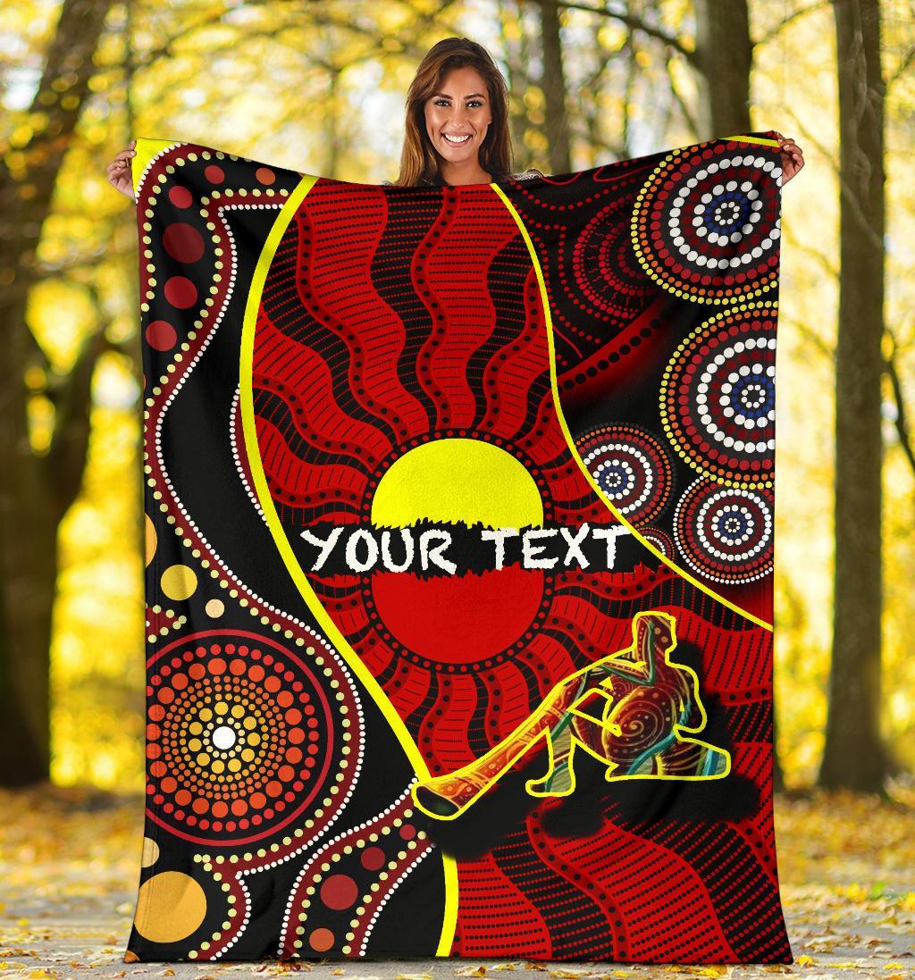 custom-premium-blanket-australia-aboriginal-dots-with-didgeridoo