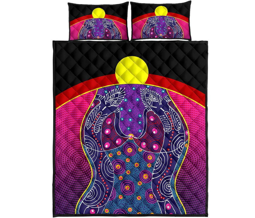 quilt-bed-set-aboriginal-sublimation-dot-pattern-style-violet