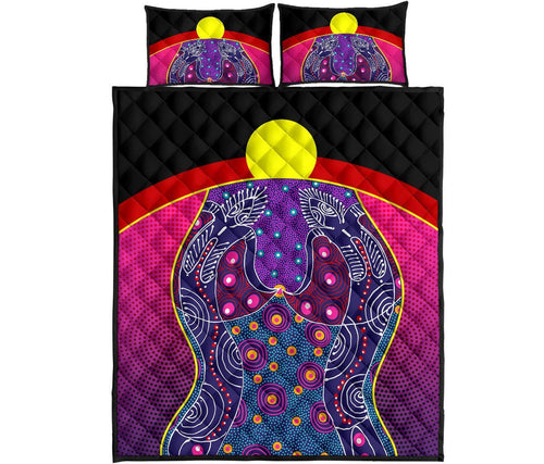 quilt-bed-set-aboriginal-sublimation-dot-pattern-style-violet