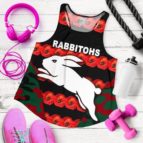 South Sydney Rabbitohs Women's Racerback Tank Anzac Day Poppy Flower Vibes - Vibe Hoodie