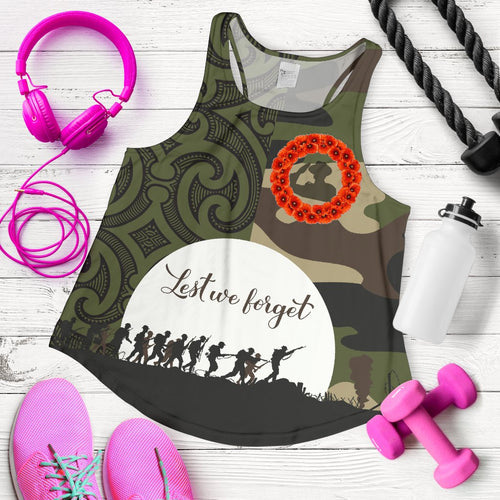 Anzac Maori Women Racerback Tank Camo Lest For Get - Vibe Hoodie