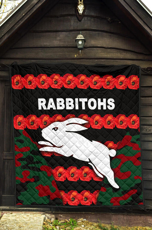 south-sydney-rabbitohs-premium-quilt-anzac-day-poppy-flower-vibes