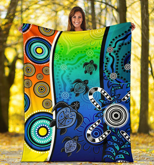 aboriginal-premium-blanket-indigenous-turtle-dot-painting-art