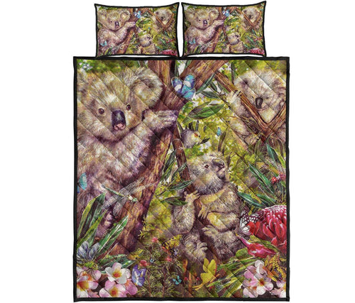 koala-quilt-set-cover-3d-koala-with-waratah-flower-quilt-bed-set