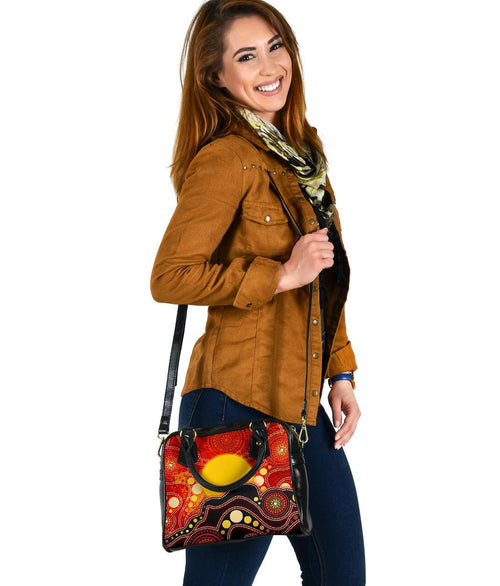 Aboriginal Shoulder Handbag, Aboriginal Lives Matter Flag Dot Painting Art - Vibe Hoodie