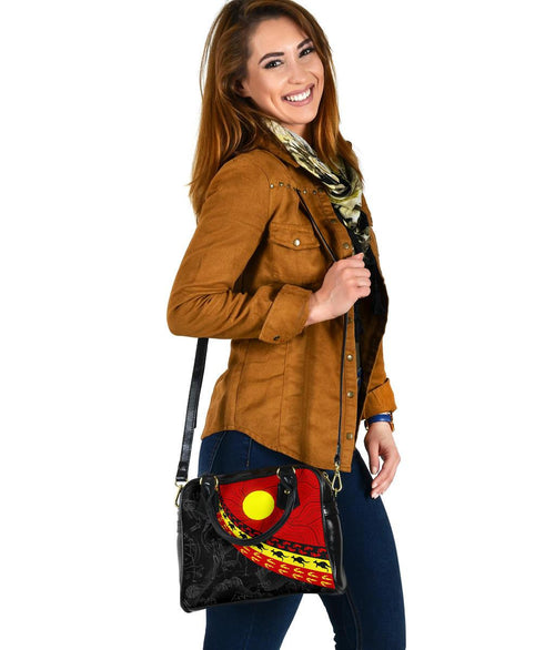 Aboriginal Shoulder Handbag, Indigenous Flag Circle Dot Painting - Vibe Hoodie