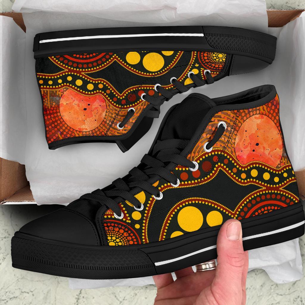 aboriginal-high-top-shoe-australia-indigenous-flag-circle-dot-painting-art-golden