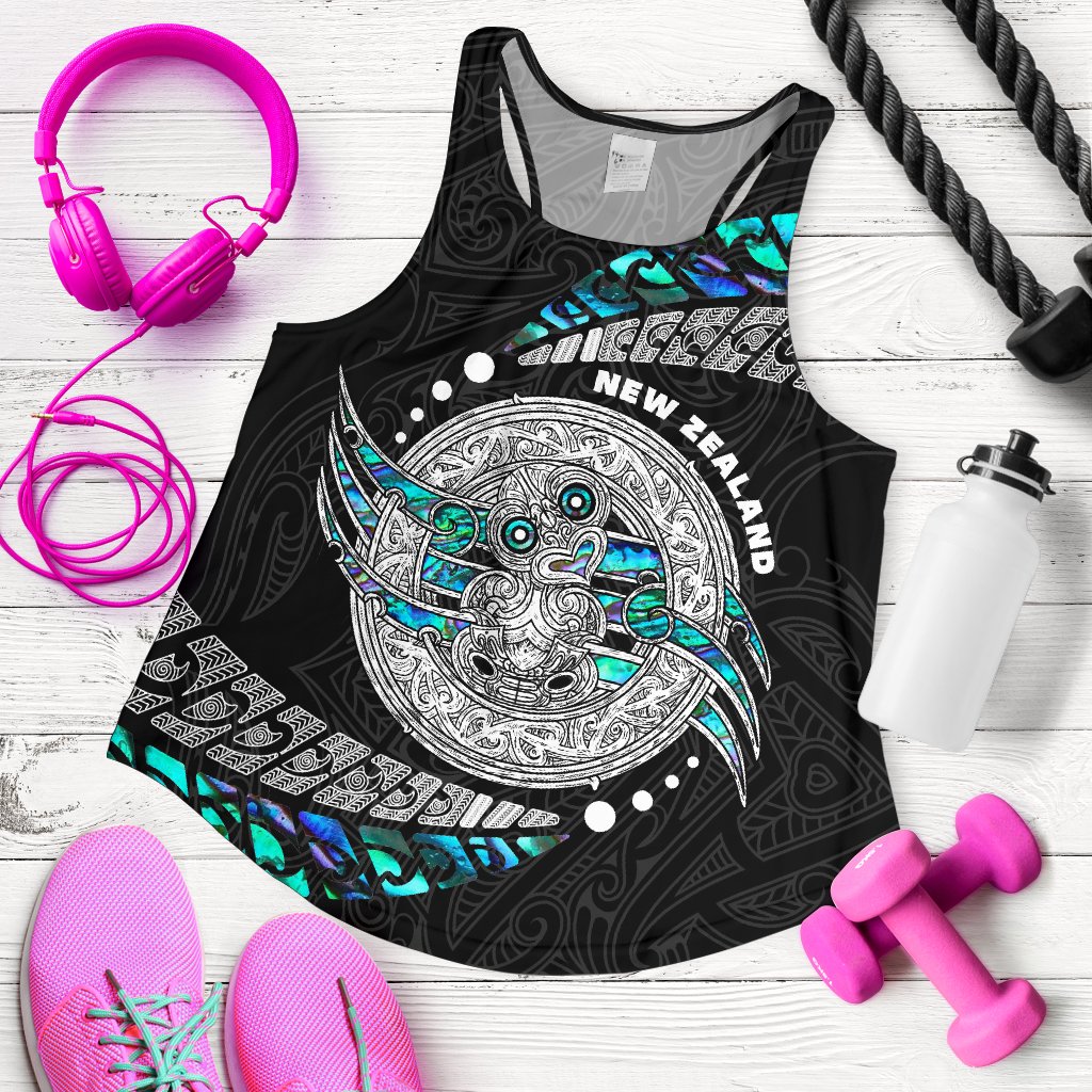 (Custom Personalised) Maori Women's Racerback Tank Hei Tiki Sport Style - Custom Text and Number - Vibe Hoodie