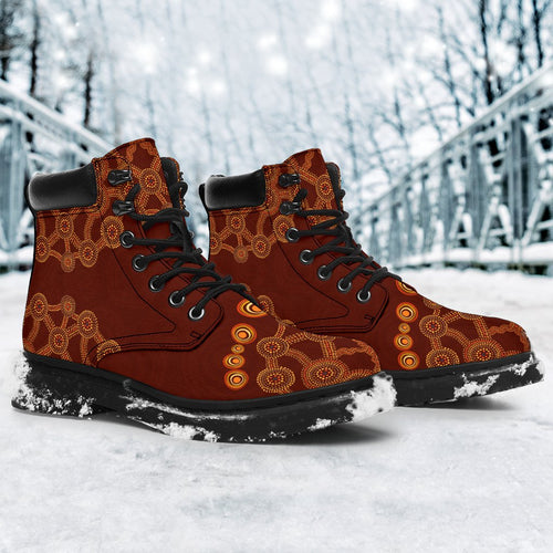 aboriginal-boots-circle-dot-painting-aussie-flowers-all-season