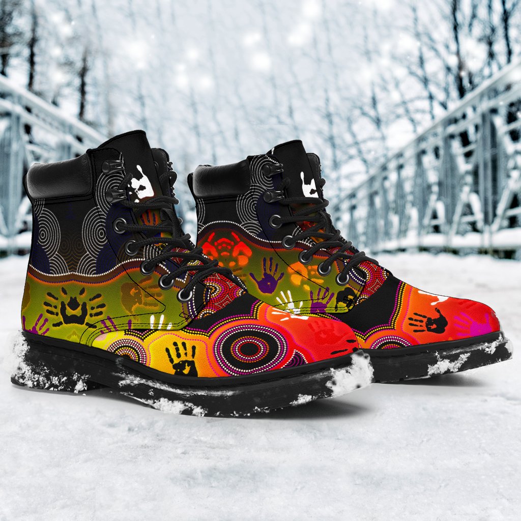 aboriginal-all-season-boots-indigenous-circle-dot-painting-hand-art