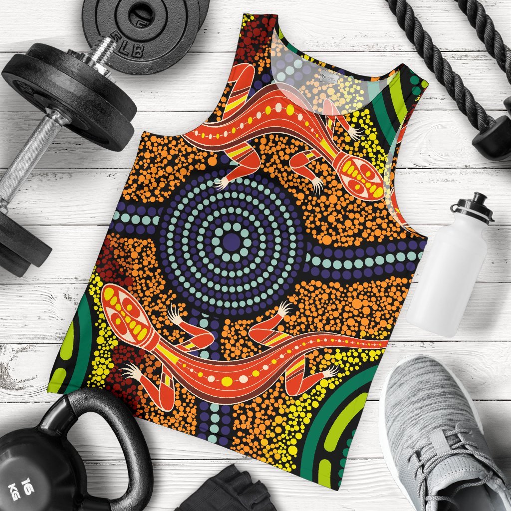 1st-australia-men-tank-top-aboriginal-two-lizards-dot-painting-circle