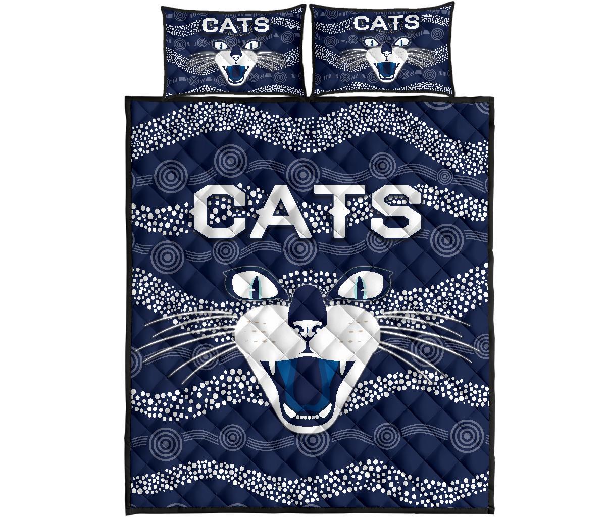 geelong-quilt-bed-set-cats-indigenous-navy