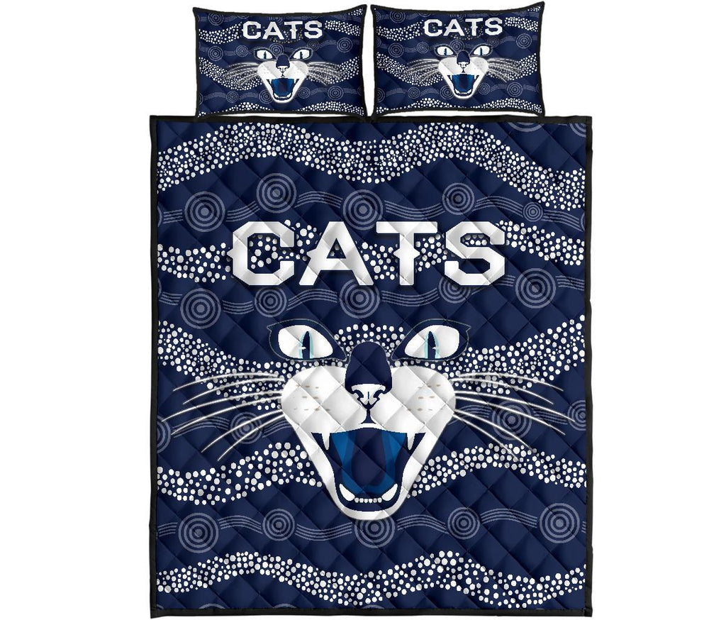 geelong-quilt-bed-set-cats-indigenous-navy