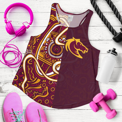 Brisbane Broncos Indigenous Women's Racerback Tank Half Style - Vibe Hoodie