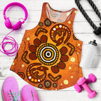 Aboriginal Women's Raceback Tank - Baby Kangaroo And Dot Painting Patterns - Vibe Hoodie