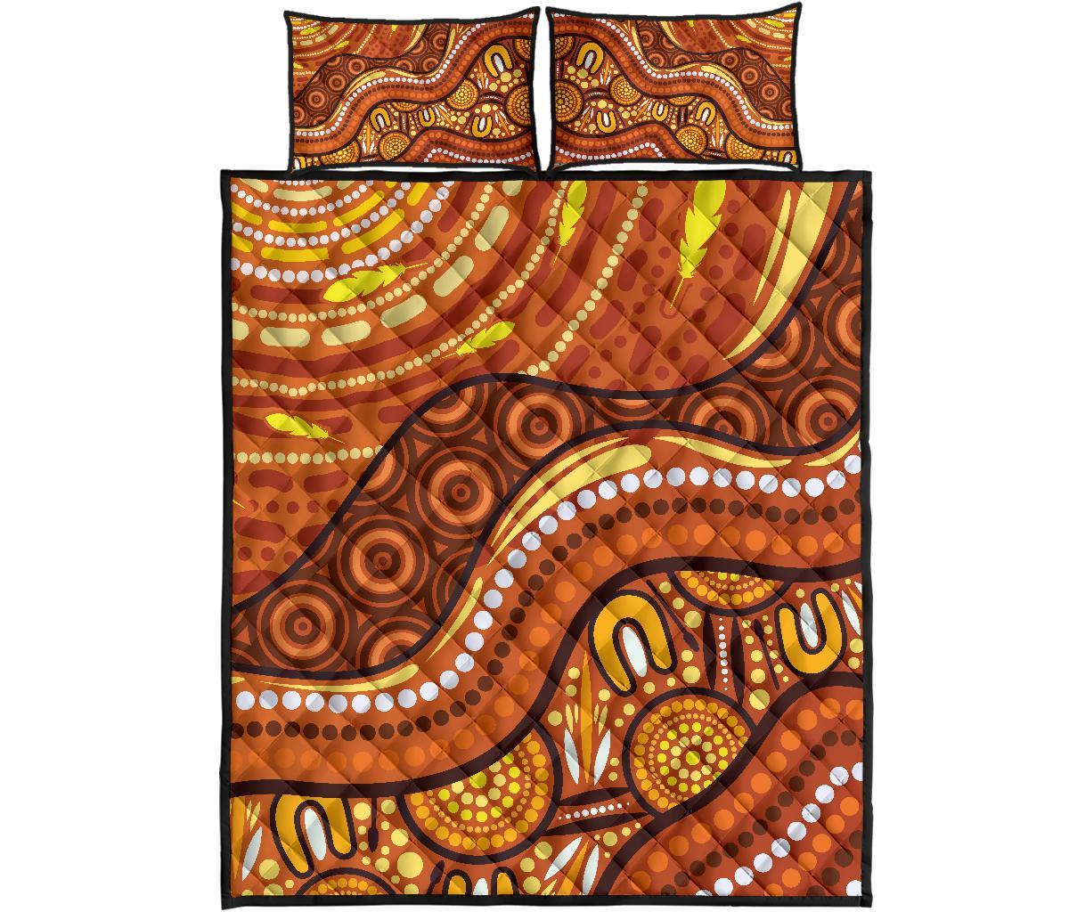 aboriginal-quilt-bed-set-landscape-and-the-sun-dot-painting-art