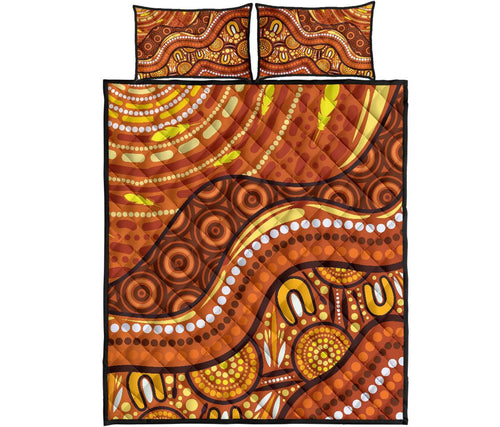 aboriginal-quilt-bed-set-landscape-and-the-sun-dot-painting-art