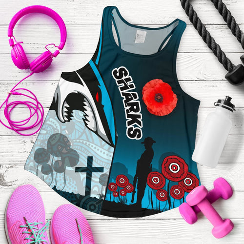 Sharks Women's Racerback Tank Cronulla Anzac Day - Vibe Hoodie