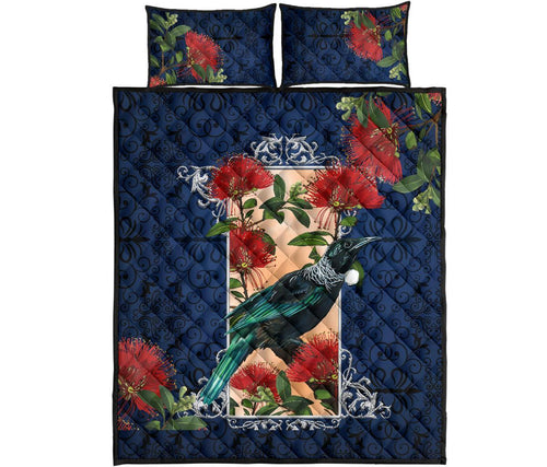 tui-bird-new-zealand-pohutukawa-tree-quilt-bed-set
