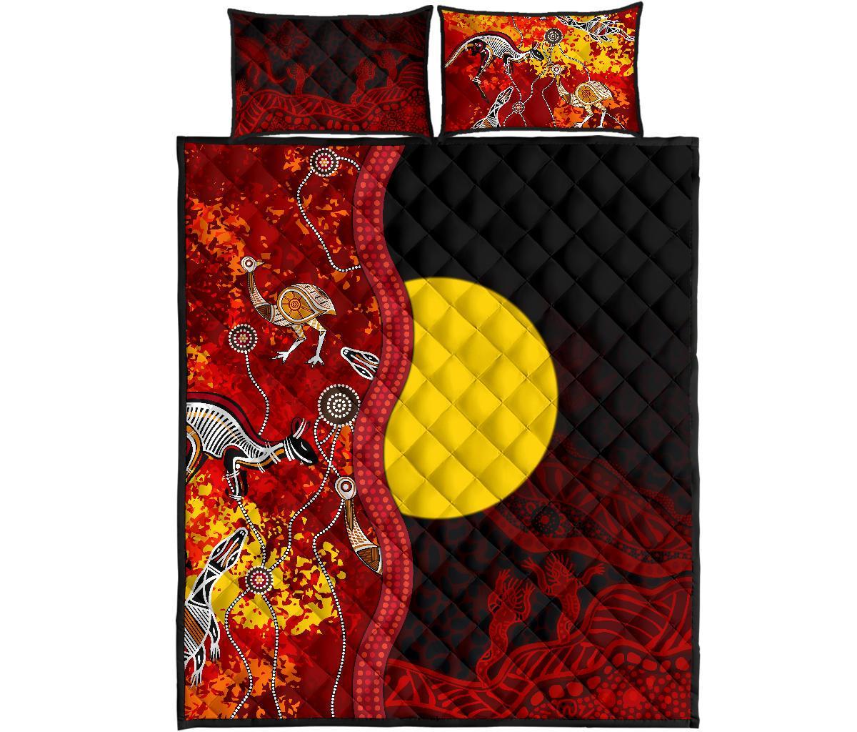 aboriginal-quilt-bed-set-red-indigenous-flag