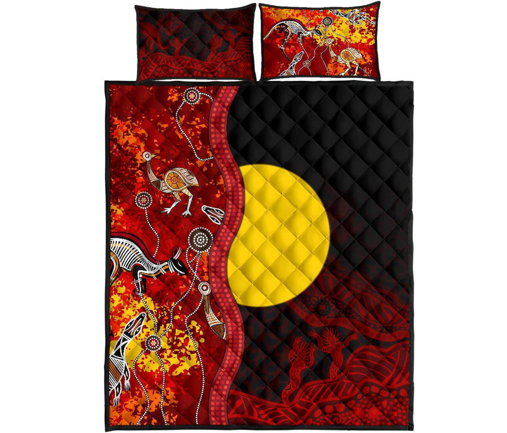 aboriginal-quilt-bed-set-red-indigenous-flag