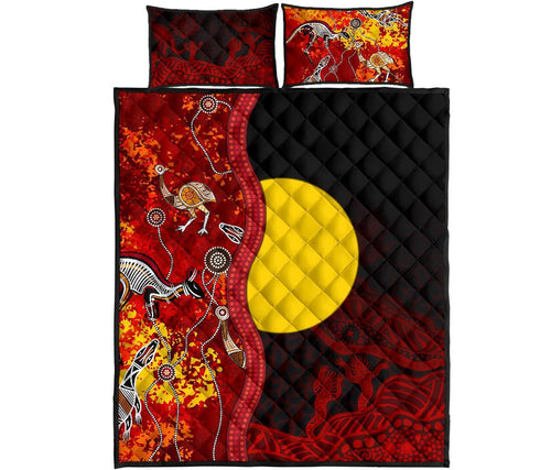 aboriginal-quilt-bed-set-red-indigenous-flag