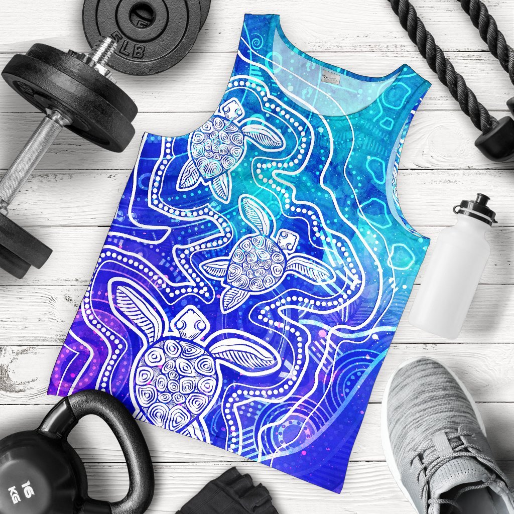 aboriginal-mens-tank-top-sea-turtle-with-indigenous-patterns-blue