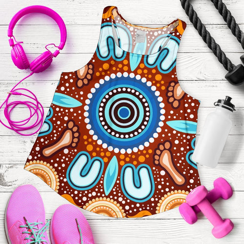 Aboriginal Women's Racerback Tank - Indigenous Circle Dot Painting Ver02 - Vibe Hoodie
