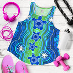 1stAustrali Aboriginal Women's Raceback Tank -  Aboriginal Turtle Family - Vibe Hoodie
