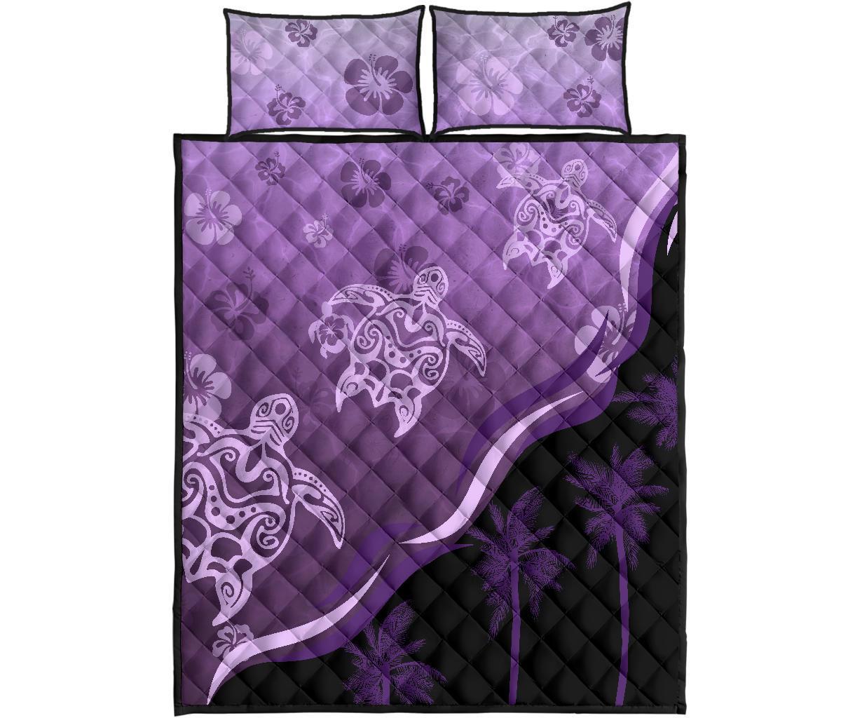 purple-turtle-hibiscus-quilt-bed-set