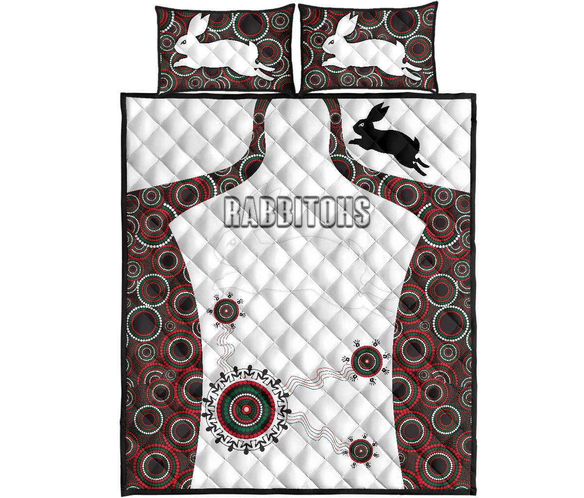 rabbitohs-indigenous-quilt-bed-set