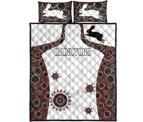 rabbitohs-indigenous-quilt-bed-set