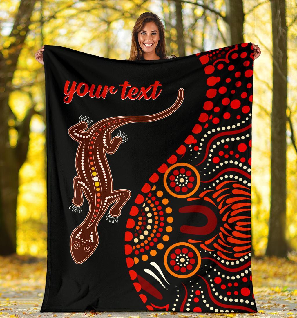 aboriginal-personalised-premium-blanket-aboriginal-lizard-with-dot-painting-pattern
