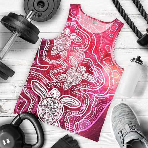 aboriginal-mens-tank-top-sea-turtle-with-indigenous-patterns-pink