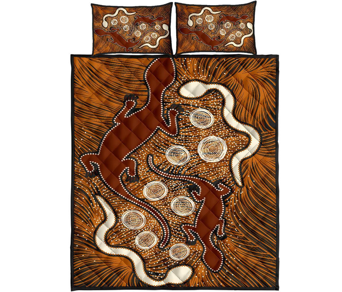 aboriginal-quilt-bed-set-indigenous-brown-lizard-and-white-snake