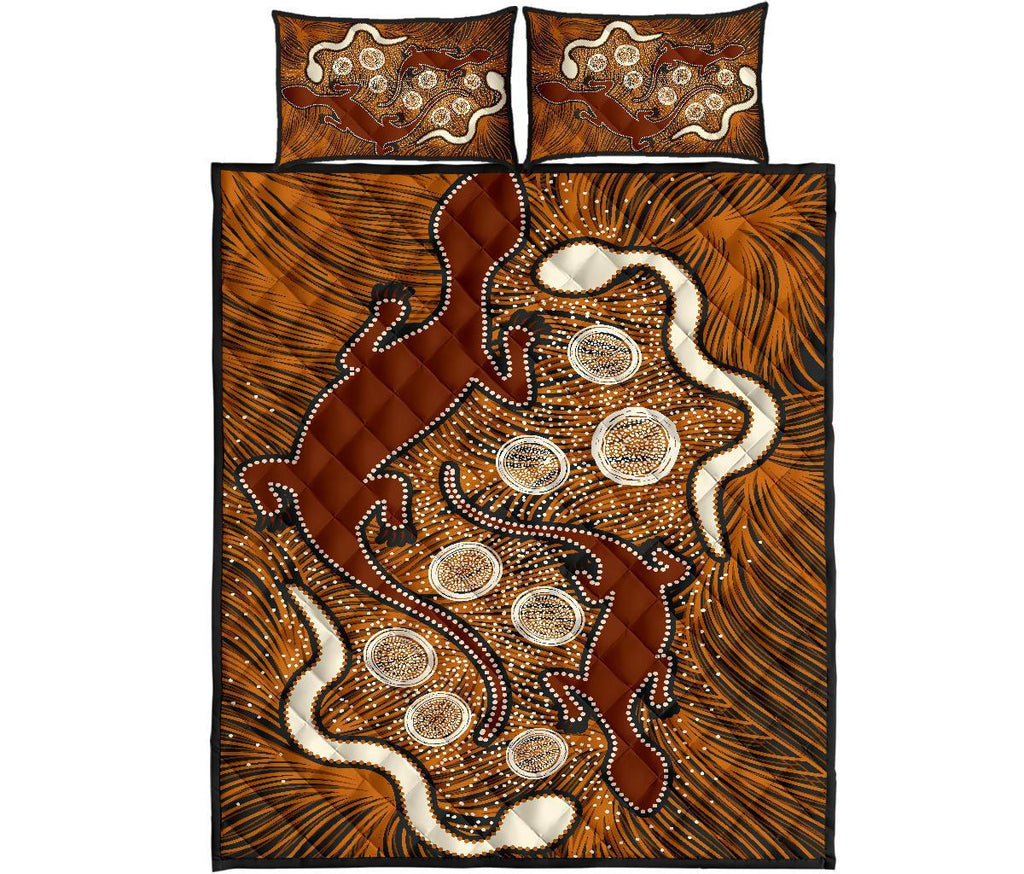 aboriginal-quilt-bed-set-indigenous-brown-lizard-and-white-snake