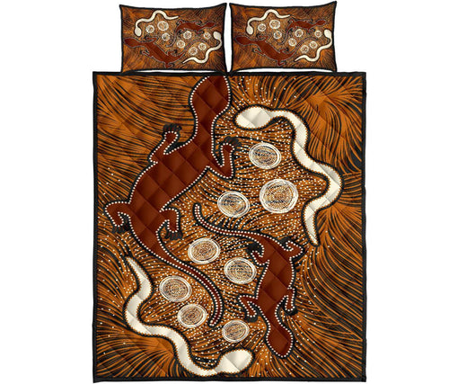 aboriginal-quilt-bed-set-indigenous-brown-lizard-and-white-snake