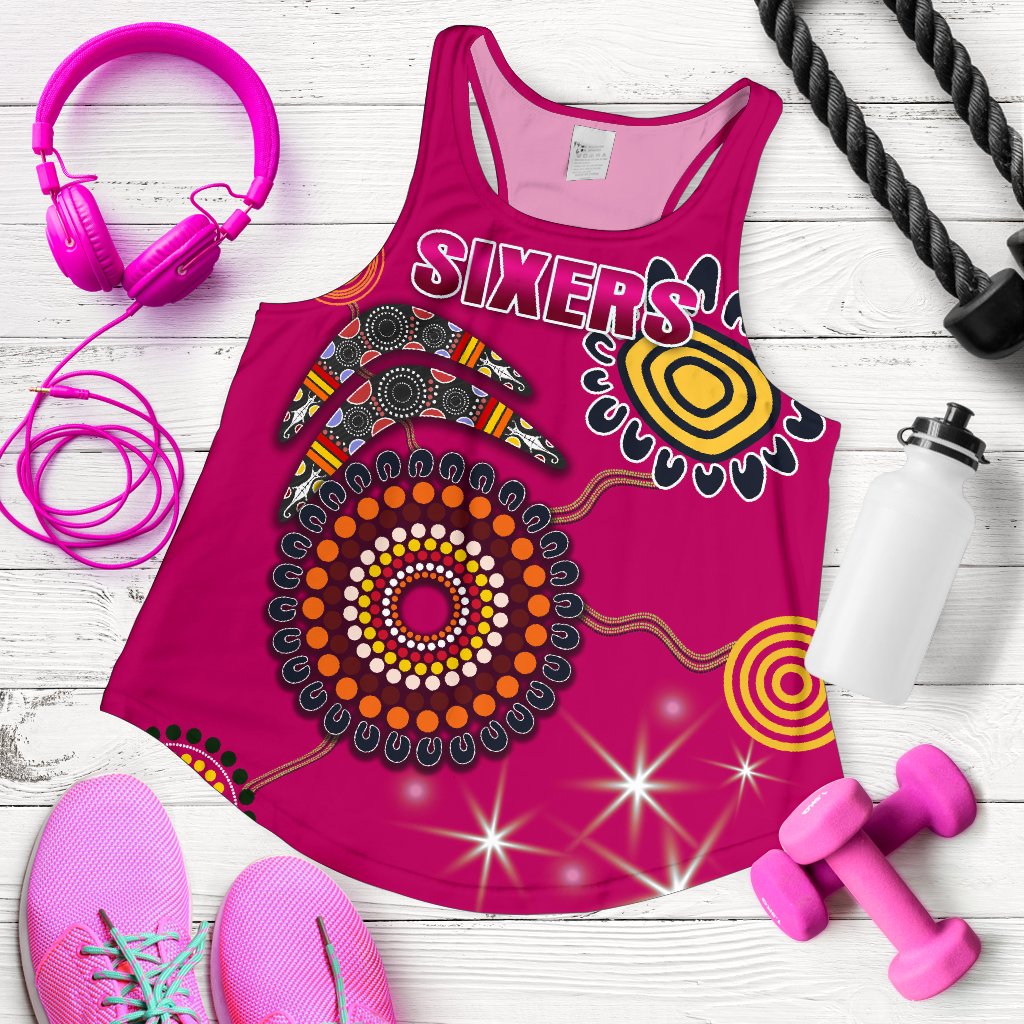 Sydney Women's Racerback Tank Sixers Indigenous - Magenta - Vibe Hoodie