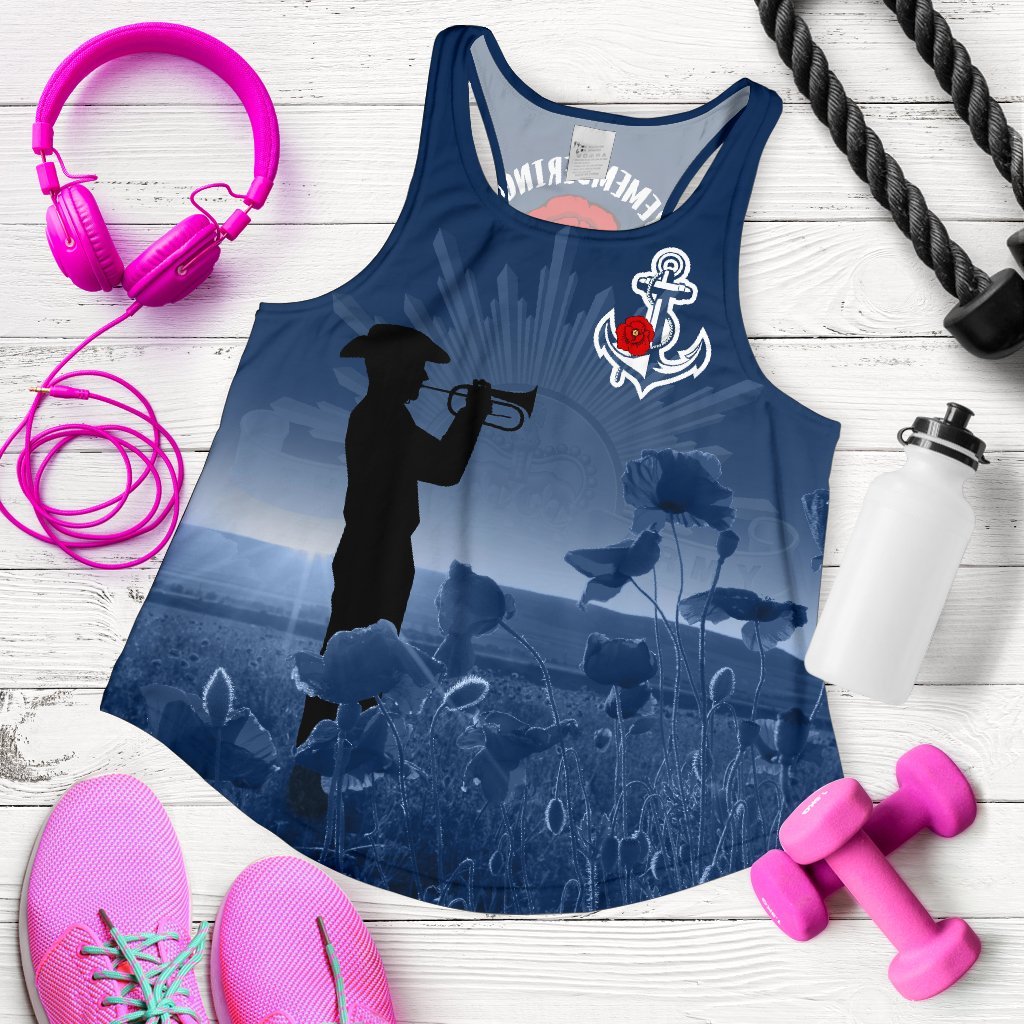 Australia Navy Anzac Women's Racerback Tank - Remembering Our Heroes - Vibe Hoodie