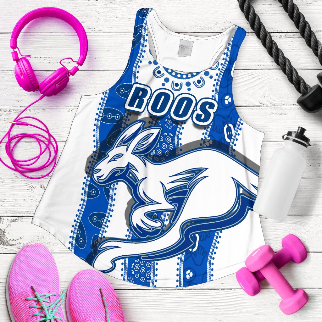 Melbourne Kangaroos Women Racerback Tank Indigenous North - Roos White - Vibe Hoodie