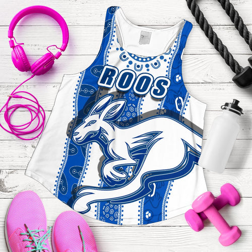 Melbourne Kangaroos Women Racerback Tank Indigenous North - Roos White - Vibe Hoodie
