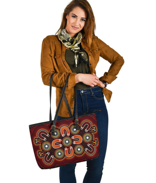 aboriginal-large-leather-tote-bag-aboriginal-dot-painting-flowers-style-1
