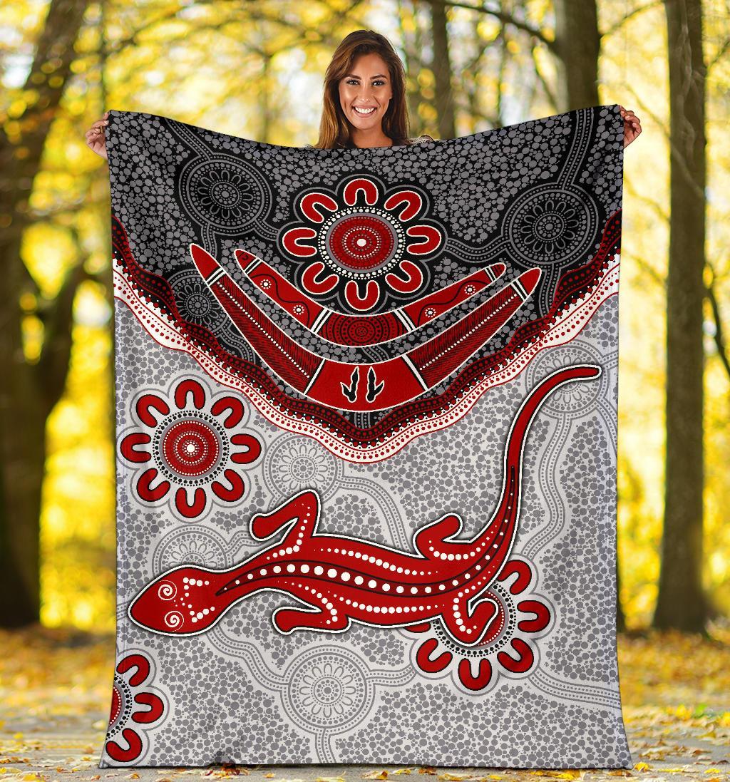 aboriginal-premium-blanket-indigenous-boomerang-and-lizard-art
